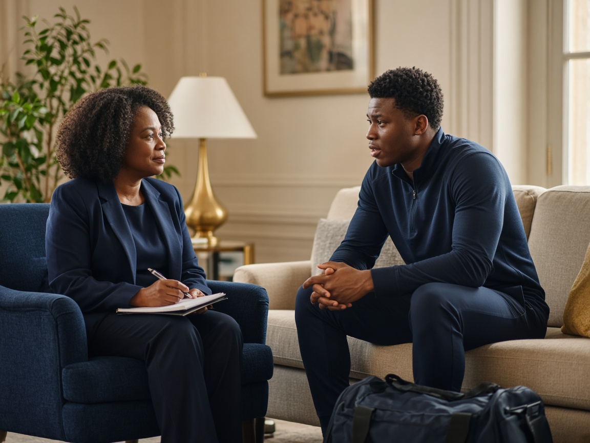 A therapist in session with a young athlete